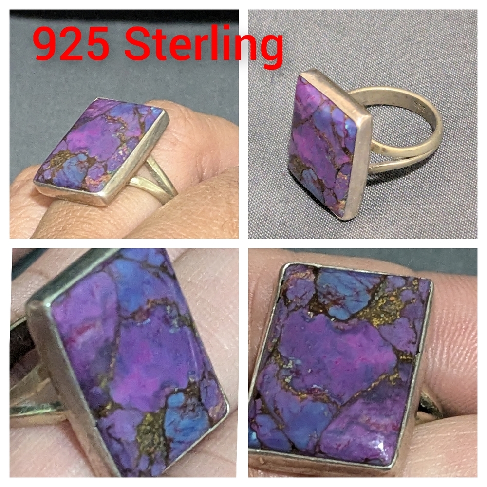 925 Sterling Purple Copper Turquoise Ring